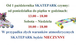 Zmiana godzin otwarcia skateparku